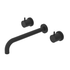 Atlantic 3pc Wall Mounted Basin Mixer (230mm Spout) Matt Black