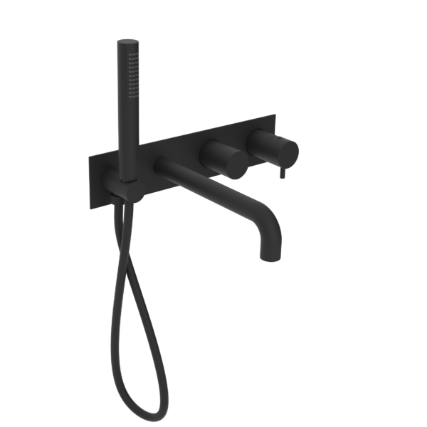 Atlantic Wall Mounted Bath Shower Mixer Matt Black
