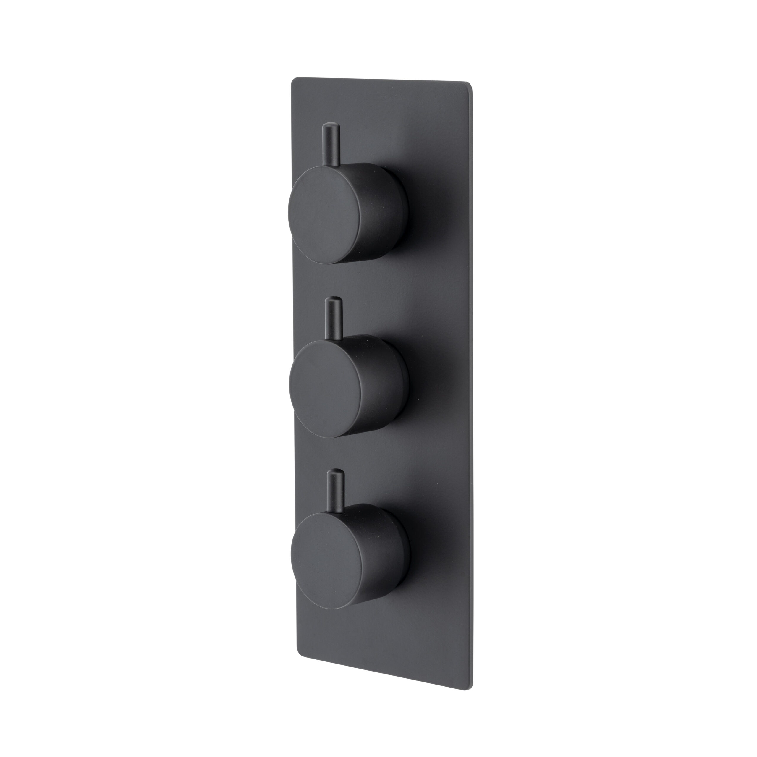 Atlantic Two Outlet Triple Control Thermostatic Shower Valve Matt Black