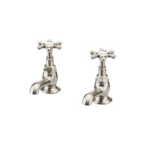 Brunel Hand Basin Pillar Taps (Pair) 80mm Brushed Nickel