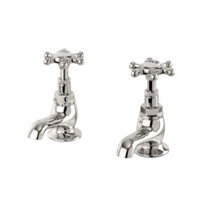 Brunel Hand Basin Pillar Taps (Pair) 80mm Nickel