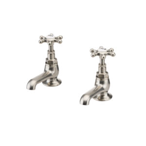 Brunel Hand Basin Pillar Taps (Pair) 100mm Brushed Nickel