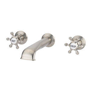 Brunel 3pc Wall Mounted Basin Mixer Brushed Nickel