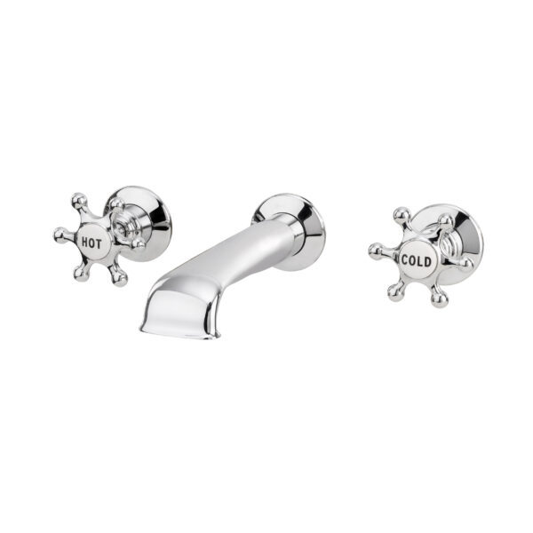 Brunel 3pc Wall Mounted Basin Mixer Chrome