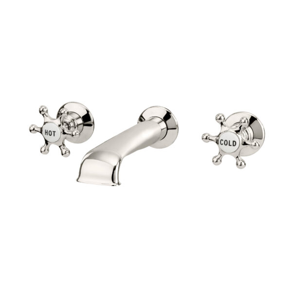 Brunel 3pc Wall Mounted Basin Mixer Nickel