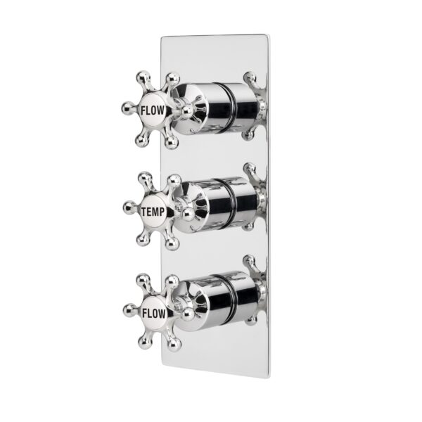 Brunel Two Outlet Triple Control Thermostatic Shower Valve Chrome