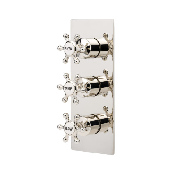 Brunel Two Outlet Triple Control Thermostatic Shower Valve Nickel