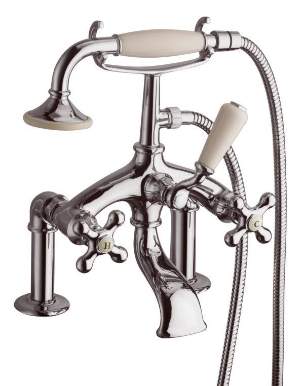 Leonardo Deck Mounted Bath Shower Mixer Nickel