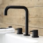 Atlantic 3pc Deck Mounted Basin Mixer (Square Spout) Matt Black - Image 2