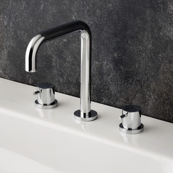 Atlantic 3pc Deck Mounted Basin Mixer (Square Spout) Chrome - Image 2