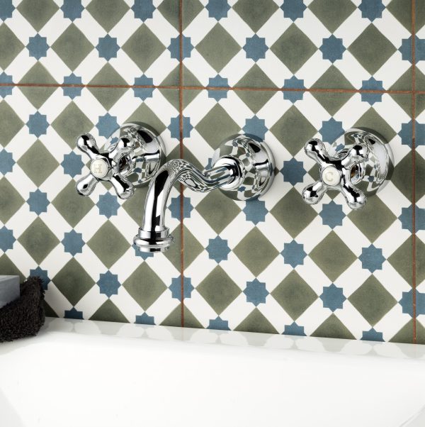 Leonardo 3pc Wall Mounted Basin Mixer Chrome - Image 2